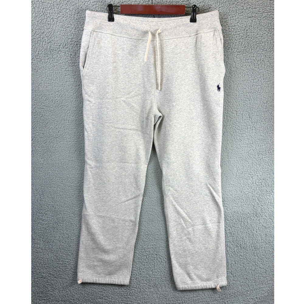 Polo Ralph Lauren Fleece Open Hem Sweatpants Mens XXL Heather Grey Pony Preppy